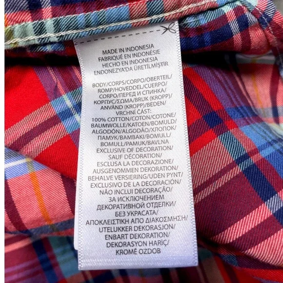 Ralph Lauren Boys Plaid Button Shirt Long Sleeve Red Blue Yellow Size XL 18 20 - Picture 5 of 6